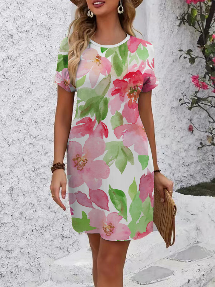 Women’s Short Sleeve Dress with Floral Pattern and Loose Fit Lune London