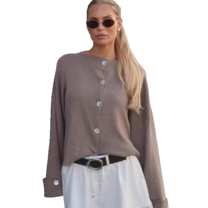 Women's Oversized Cropped Jacket with Wide Trumpet Sleeves and Button Cuffs Amarae