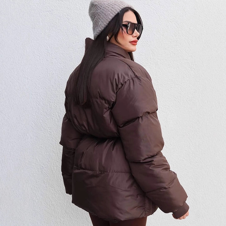 Women's Quilted Tailored Quilted Jacket with Shawl Collar and Tie Belt Amarae