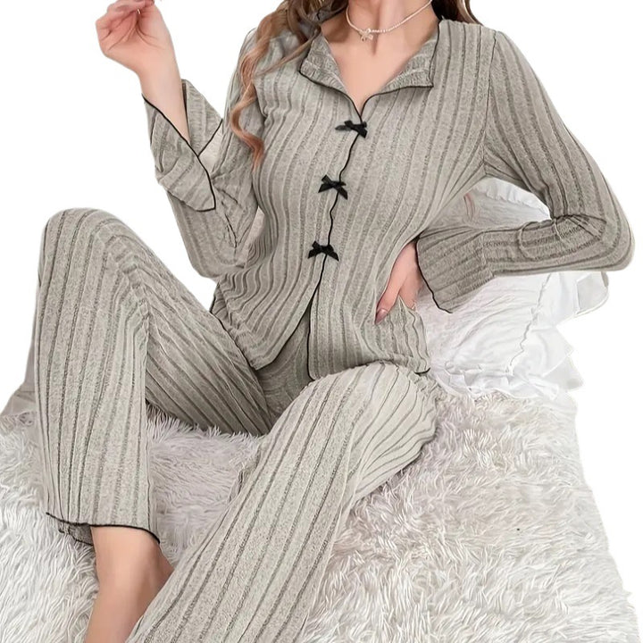 Ladies Luxurious Pajama Set with Fine Amarae Stripes