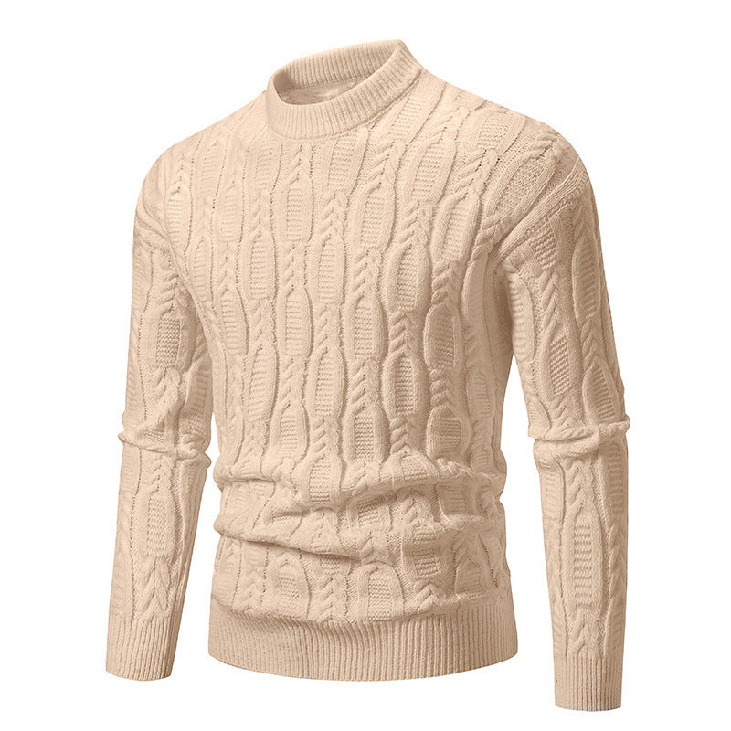 Men's knit sweater with cable design and high collar Lune London