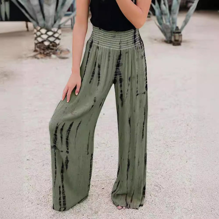 Wide palazzo pants for women with elastic waist and trendy print Lune London