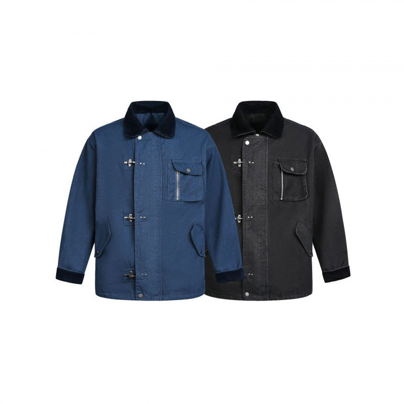 Men's utility jacket with toggle fastenings, cord collar, and multiple pockets Amarae