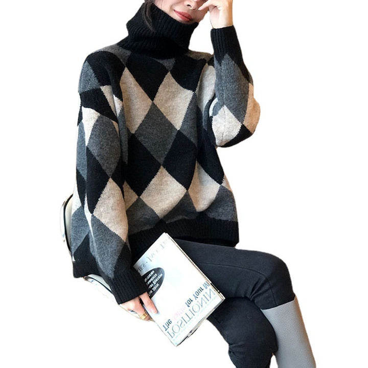Pull femme à motifs avec col montant Chic & Stil