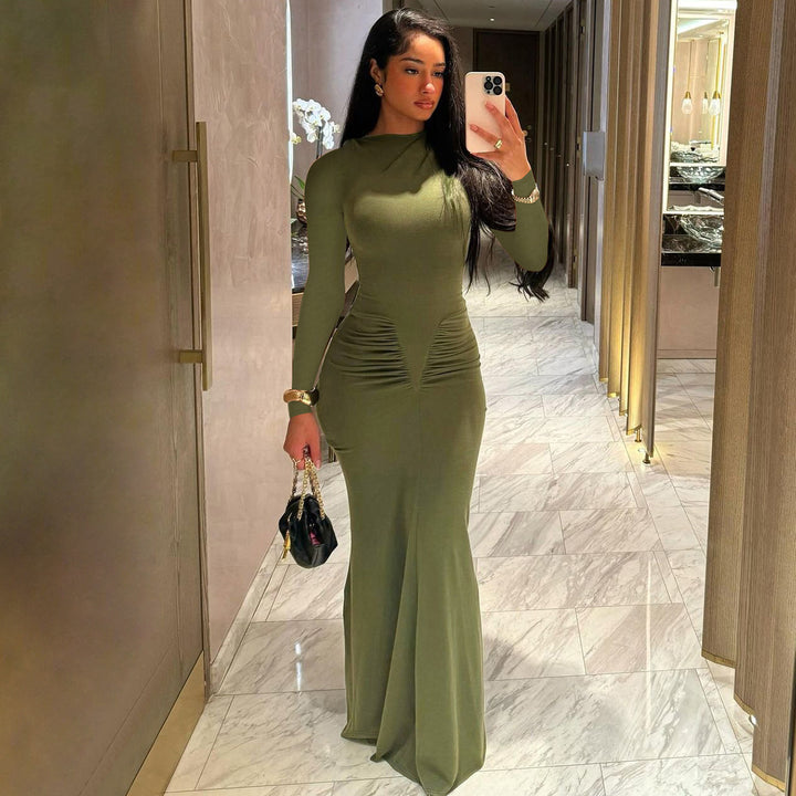 Elegant maxi dress for women with gathers and long sleeves Lune London