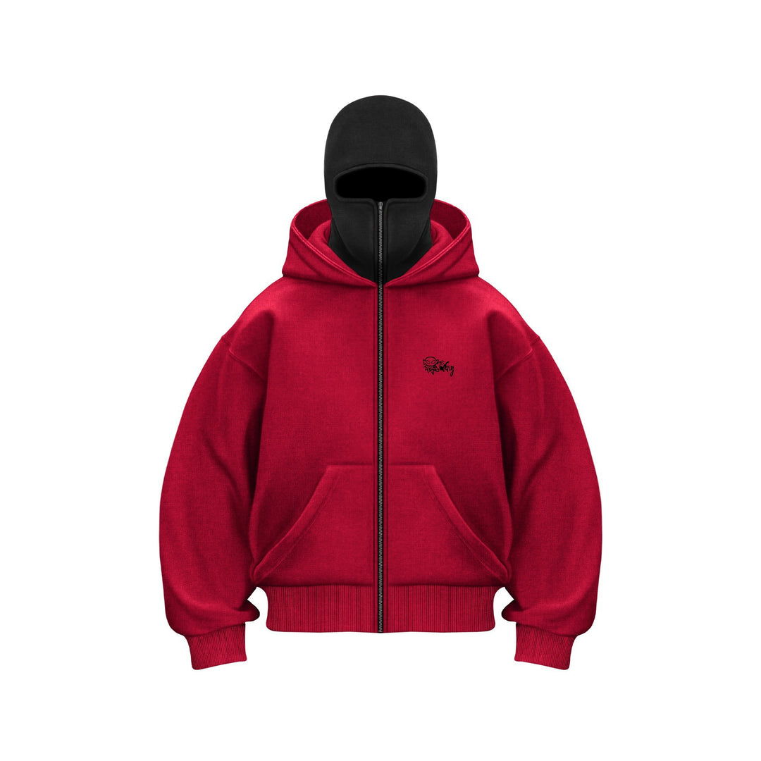 Women's hoodie sweatshirt with integrated face protection and practical zip pockets Lune London