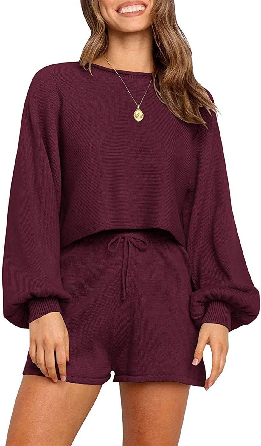 Amarae soft knit two-piece casual set for women with wide sleeves