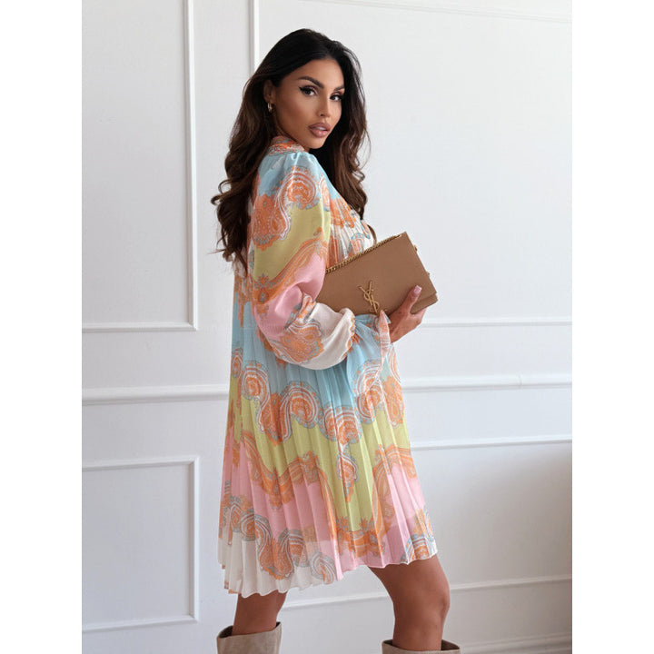 Women Elegant Chic Pleated Mini Dress