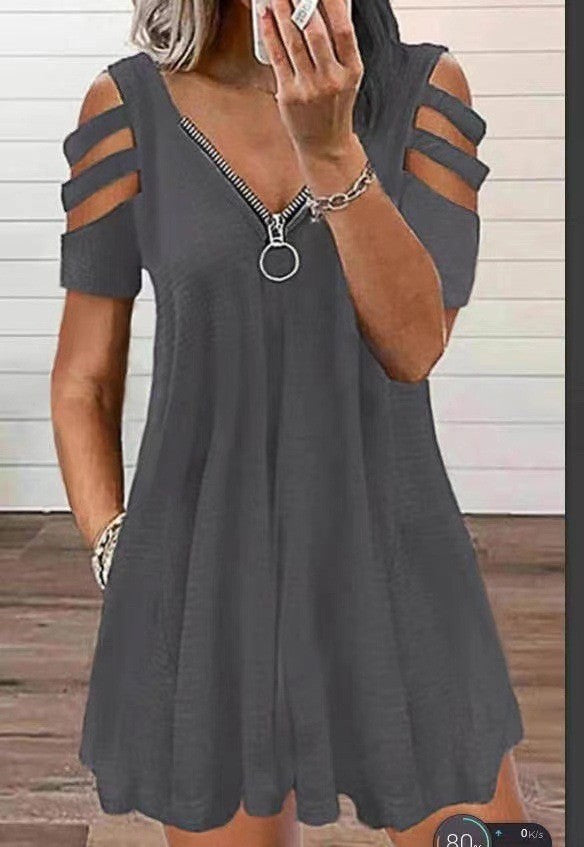 Dress women with V-neckline and bare shoulders Lune London