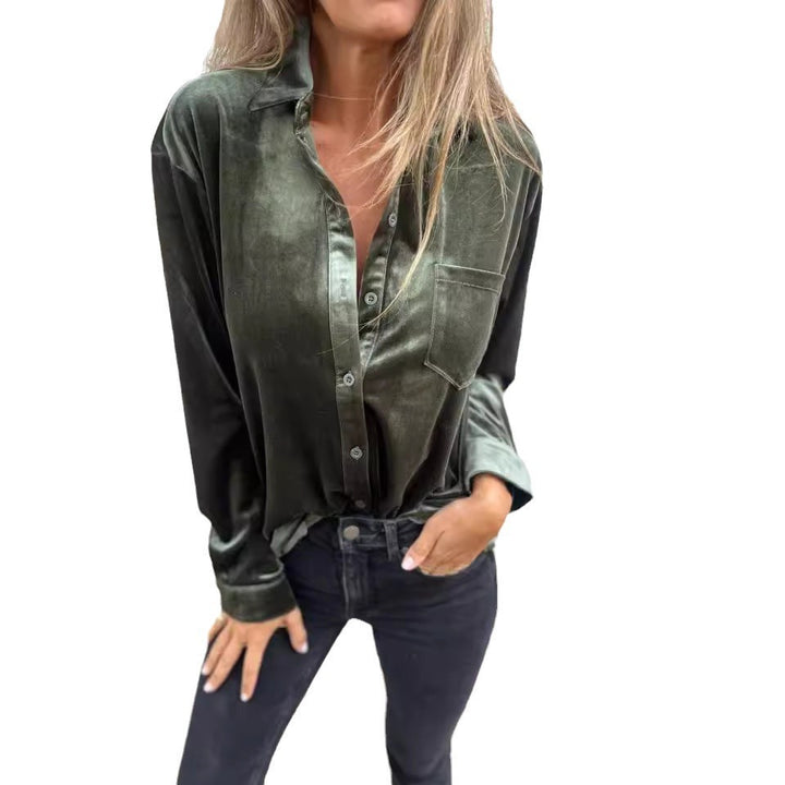 Women Elegant and Luxurious Velvet Blouse with Pockets Lune London