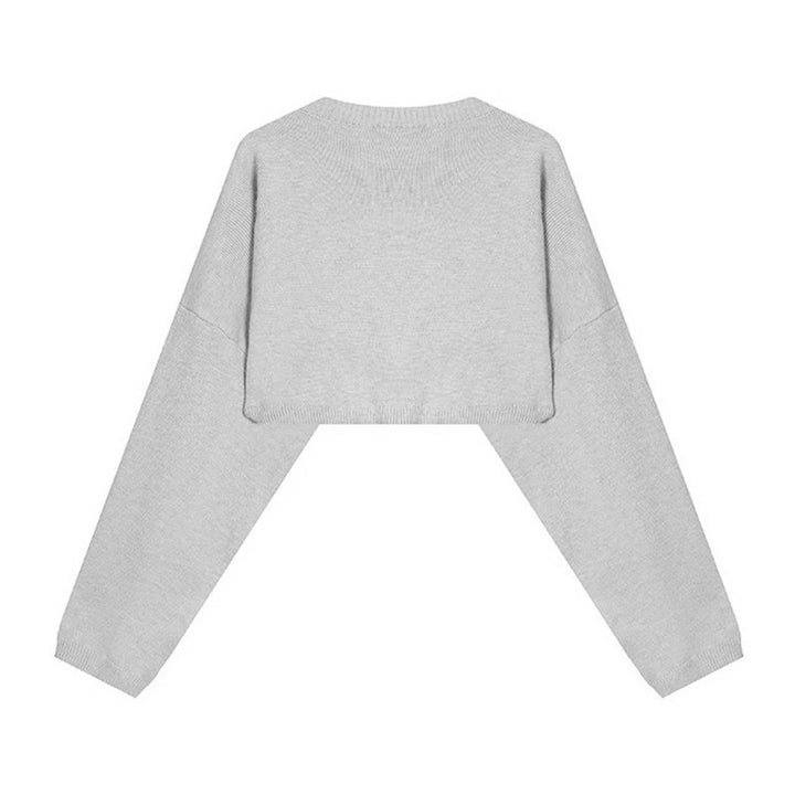 Women's Cropped Knit Sweater with Wide Raglan Sleeves and Statement Print Amarae