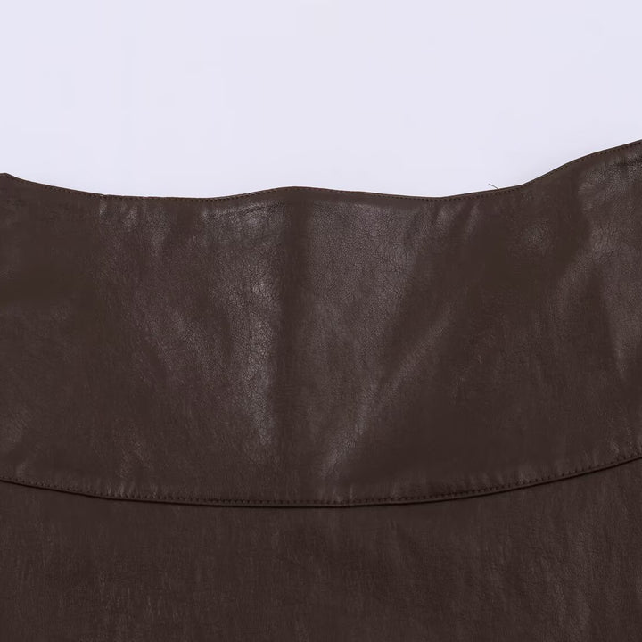 Women's midi skirt in leather look with high waist and flared cut Amarae