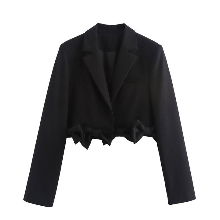 Cropped jacket for women with decorative bow accent Lune London