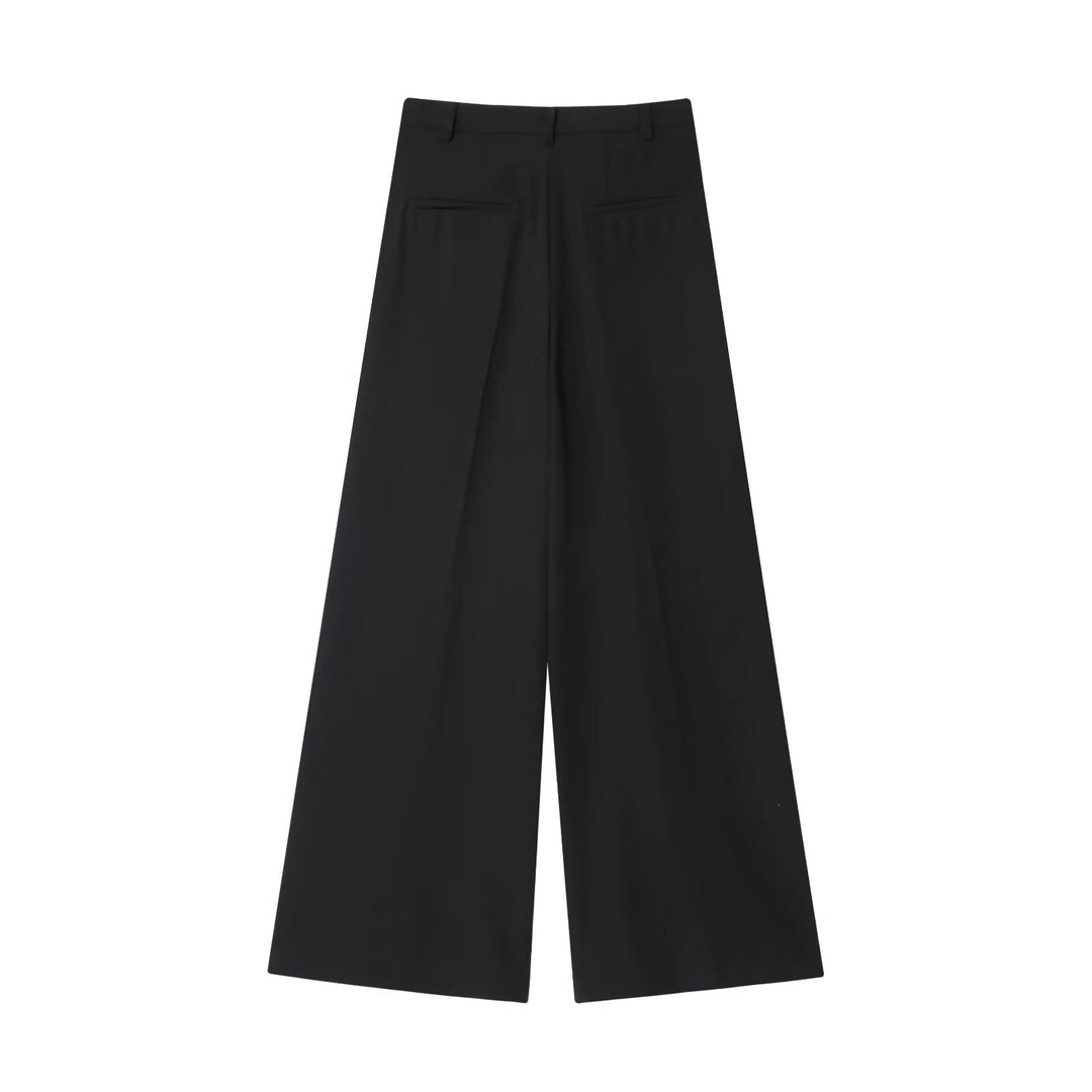 Women's Wide High-Waisted Pleated Trousers with Crease and Wide Leg Amarae