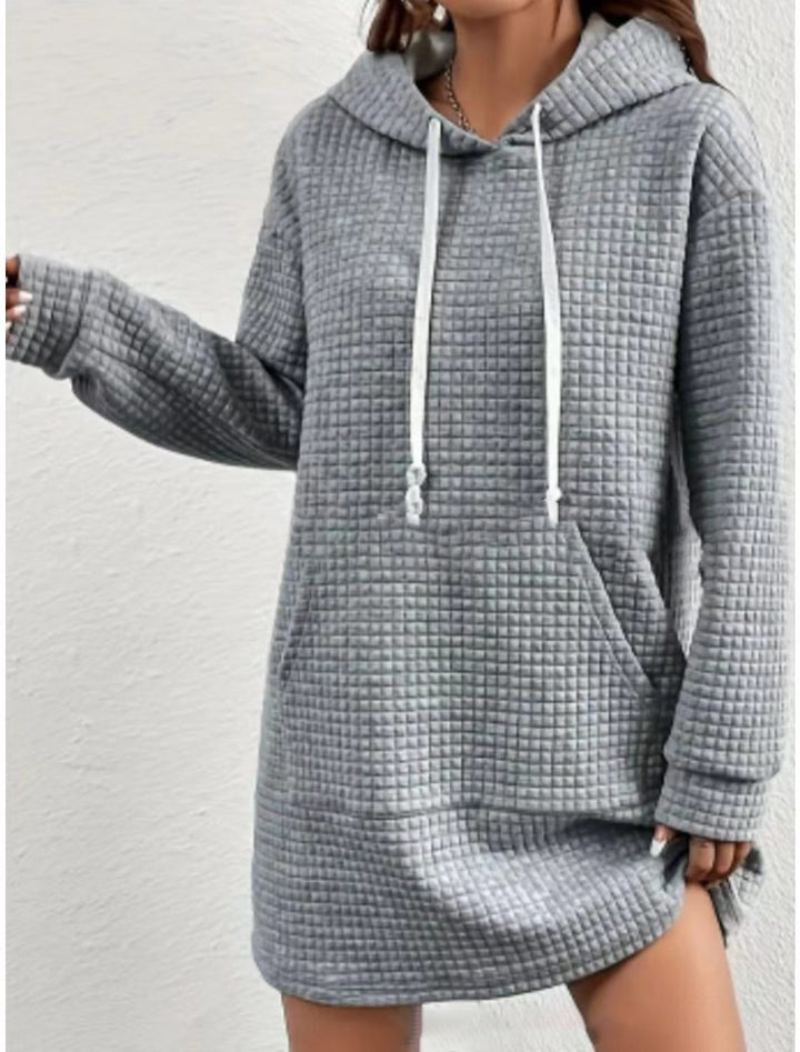 Plus size hooded dress for women with textured surface Lune London