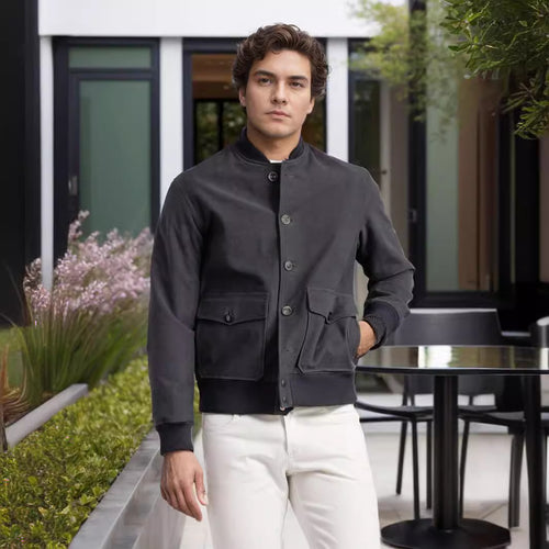 Casual bomber jacket for men with practical pockets and elastic edges Amarae