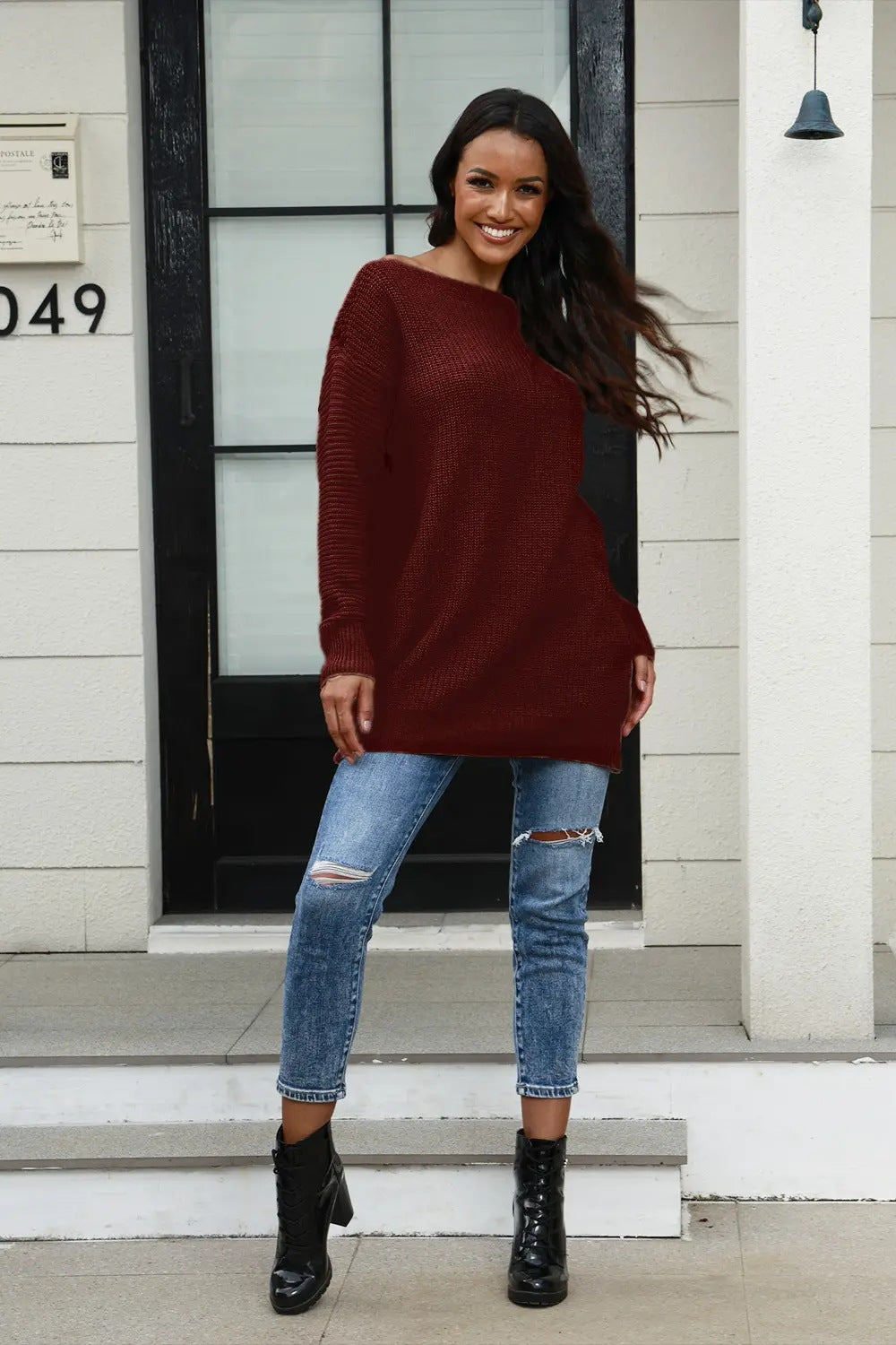 Oversized knit sweater for women with a soft textured pattern Lune London