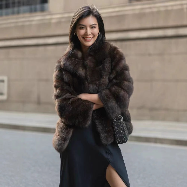 Luxury faux fur jacket for women with chic and stylish design
