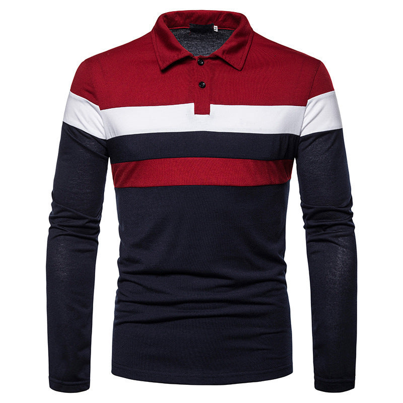 Men's long sleeve polo with a modern striped pattern and a comfortable fit Amarae
