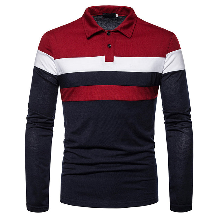 Men's long sleeve polo with a modern striped pattern and a comfortable fit Amarae