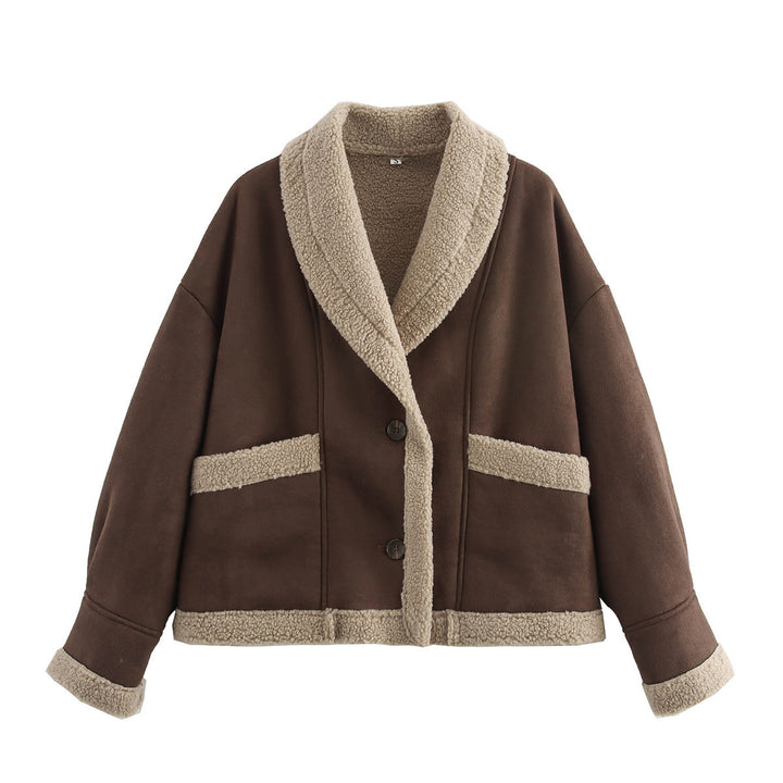 Cozy blazer jacket for women in teddy look with practical pockets Lune London