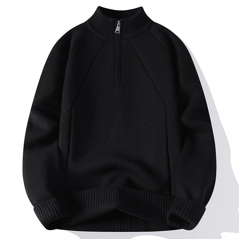 Knitted sweater for men with high collar and zipper Lune London
