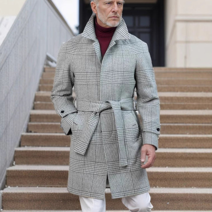 Men's Classic Checked Wool Coat Amarae
