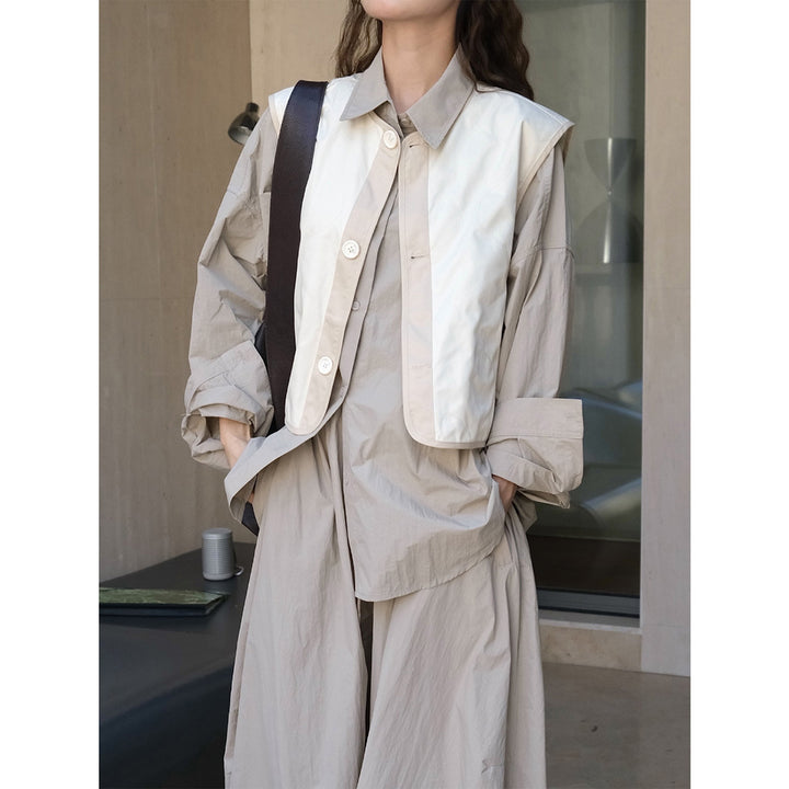 Women's Lightweight Padded Vest with Round Neckline, Contrast Piping and Button Placket Amarae
