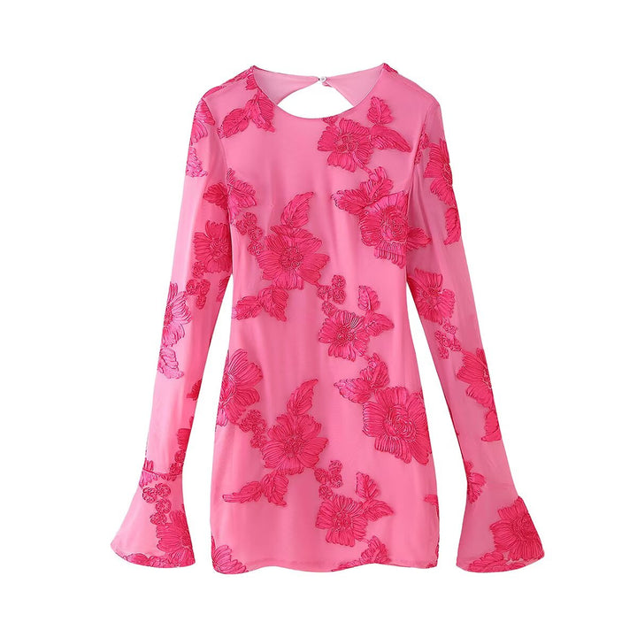 Shirt dress women with decorative floral design and transparent sleeves Lune London