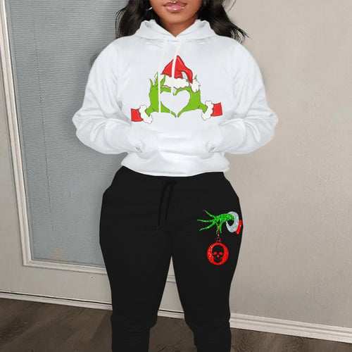 Sweatshirt and jogging pants set for women with creative Christmas pattern and comfortable fit Amarae