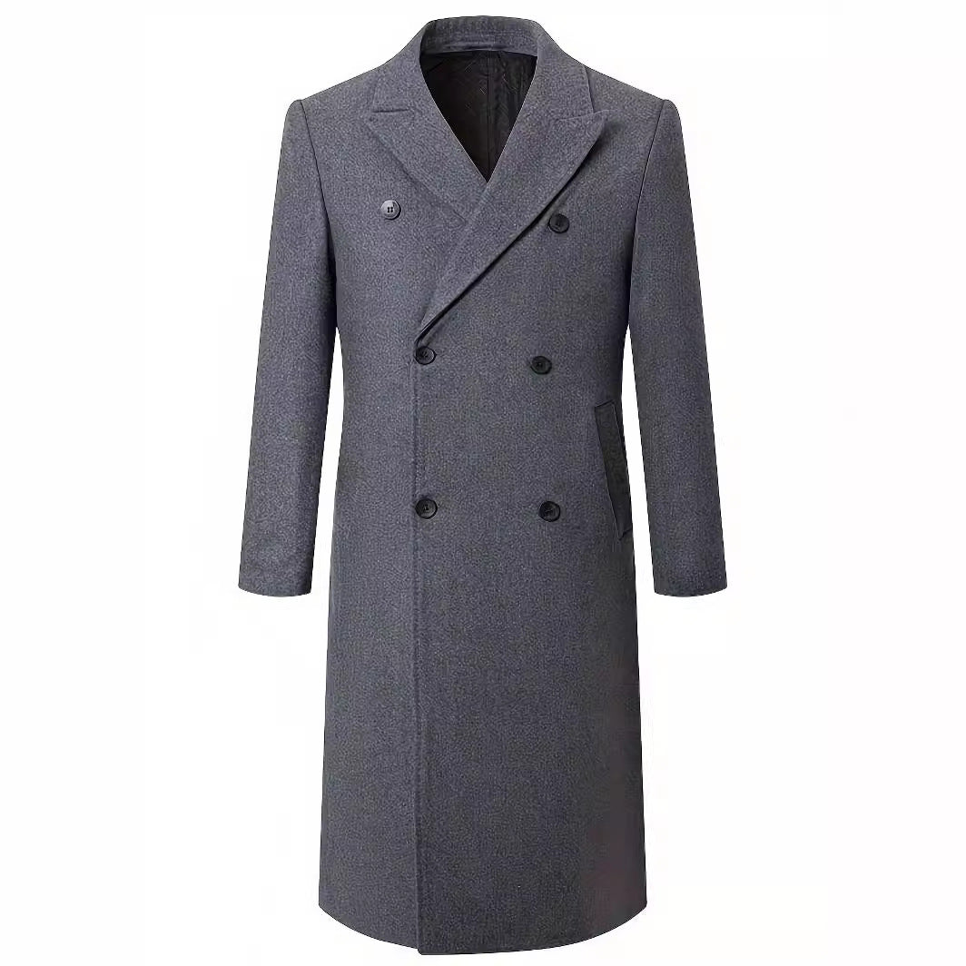 Men's Elegant Double-Breasted Coat with Traditional Collar Amarae