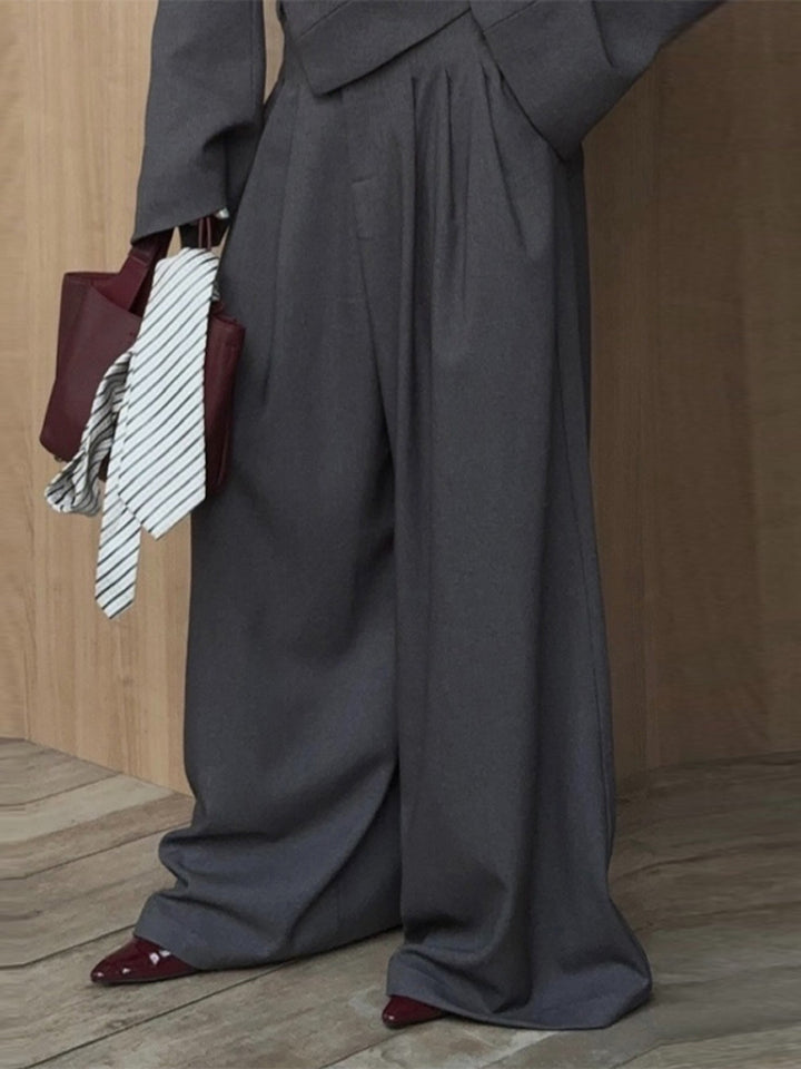 Women Oversized Blazer Set with Tailored Peplum and Pleated Midi Skirt Amarae