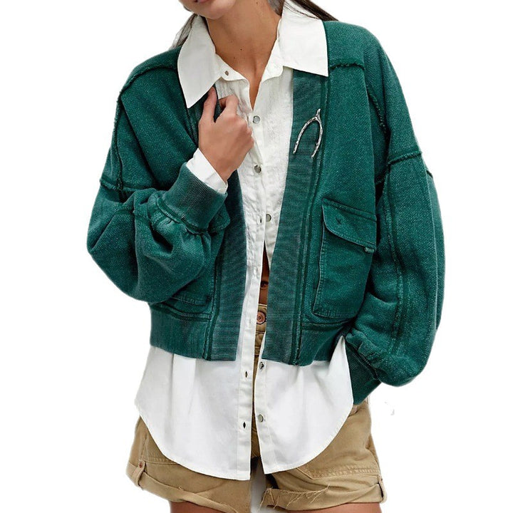 Ladies casual hooded jacket with wide sleeves and practical pockets Lune London