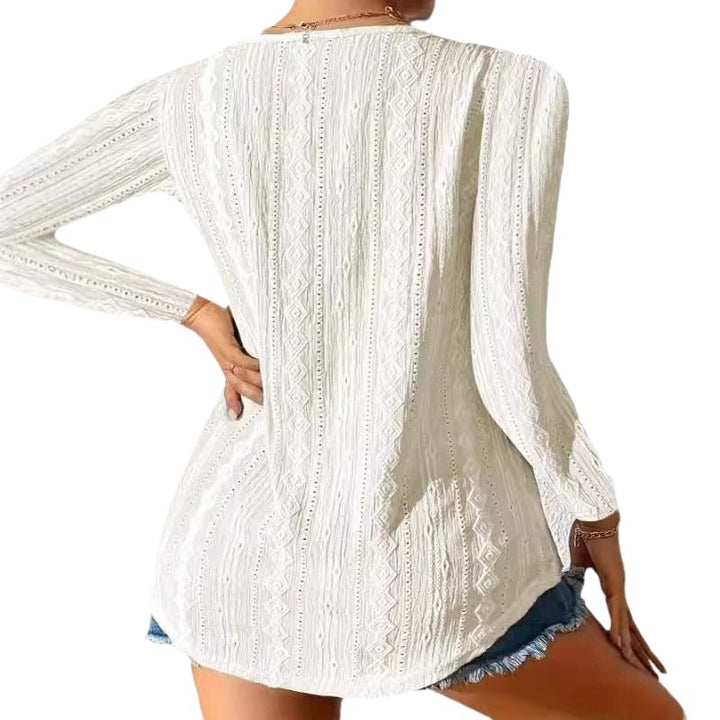 Long sleeve shirt for women with textured design and button details Lune London