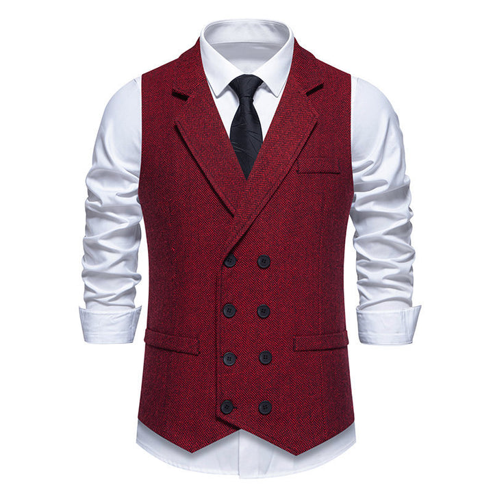 Elegant men's herringbone waistcoat with double-breasted buttons Lune London