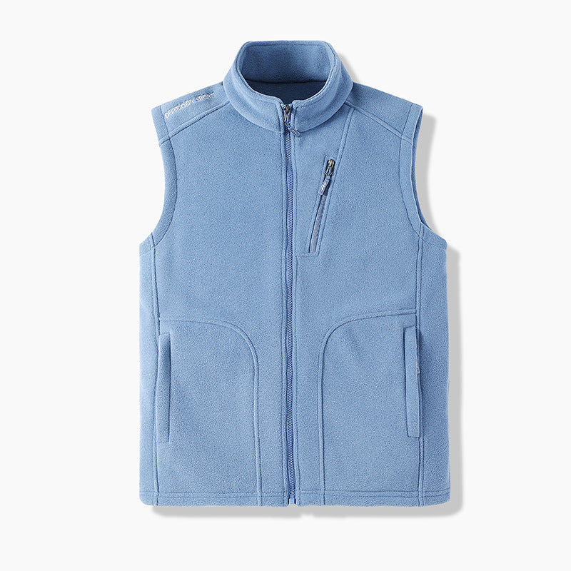 Men's Windproof Micro-Fleece Vest with Stand Collar, Full Zip and Chest Pocket Amarae