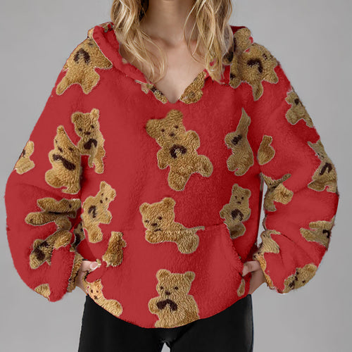 Ladies oversized soft sweatshirt with bear pattern Amarae