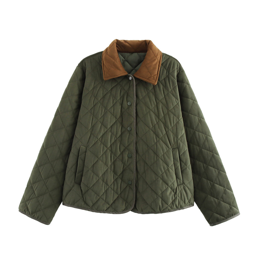 Quilted transition jacket for women with a classic stand-up collar and practical pockets Lune London