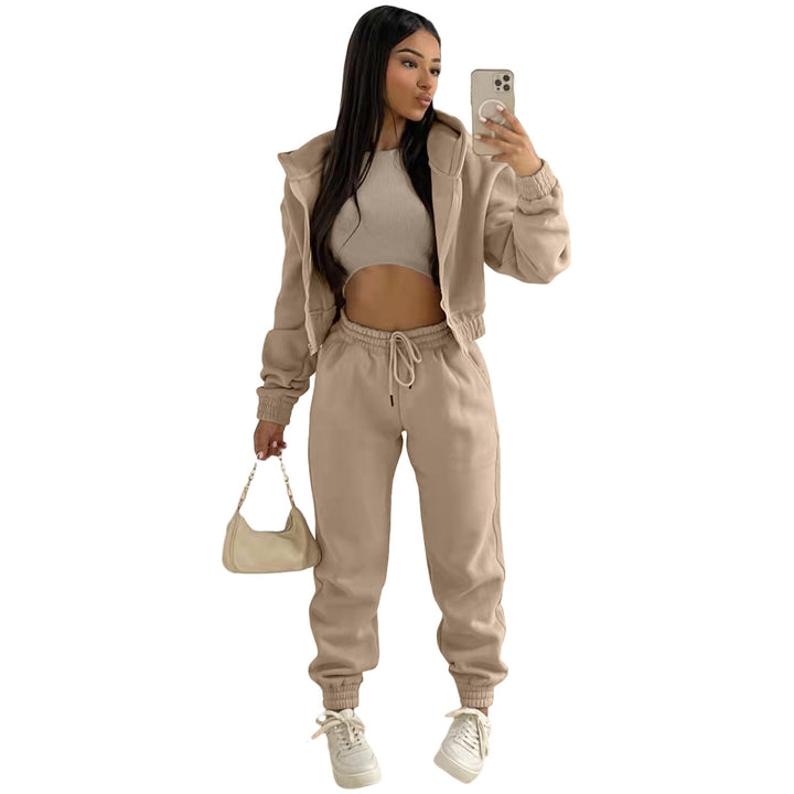 Ladies elegant sports set with a casual hoodie and elastic belt elements Lune London