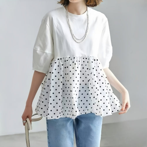 Polka dot peplum top Damen Amarae