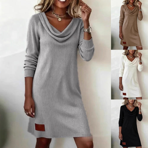 Robe tricot décontractée pour femmes avec décolleté en cascade Chic & Stil