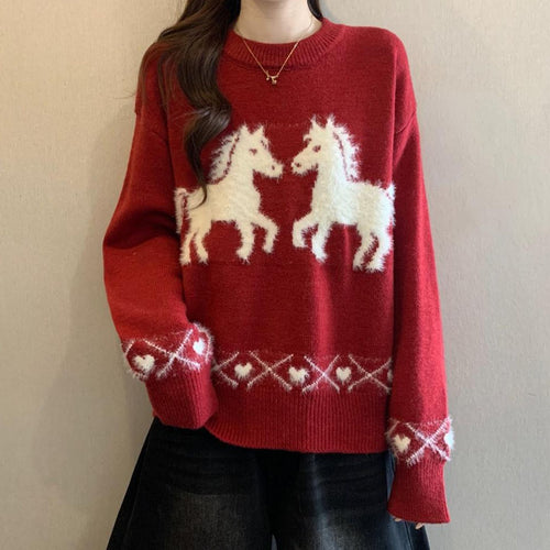 Pull confortable pour femmes avec motif licorne Chic & Stil