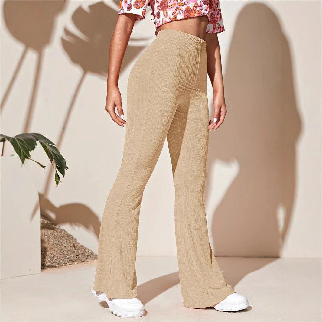 High-waisted ribbed knit flared leggings for women Lune London