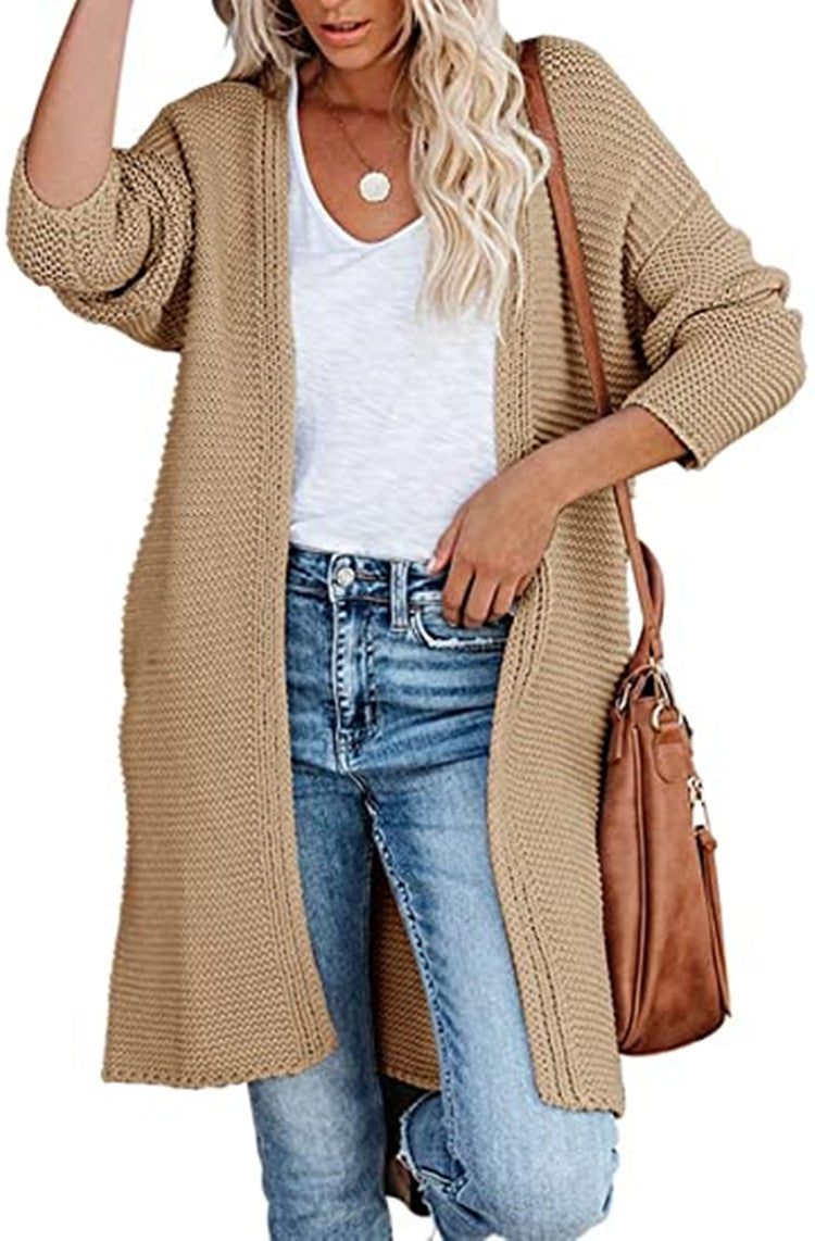 Women thick knit long cardigan with relaxed fit and decorative buttons Lune Londonl
