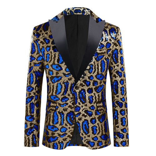 Elegant men's sequin blazer with modern leopard print Amarae