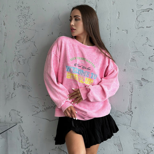 Casual women's sweatshirt with creative inscription Amarae