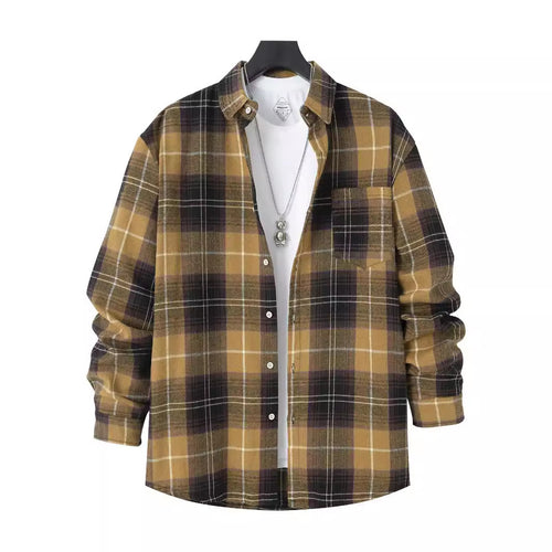 Plaid shirt for men with modern details and a practical chest pocket Amarae