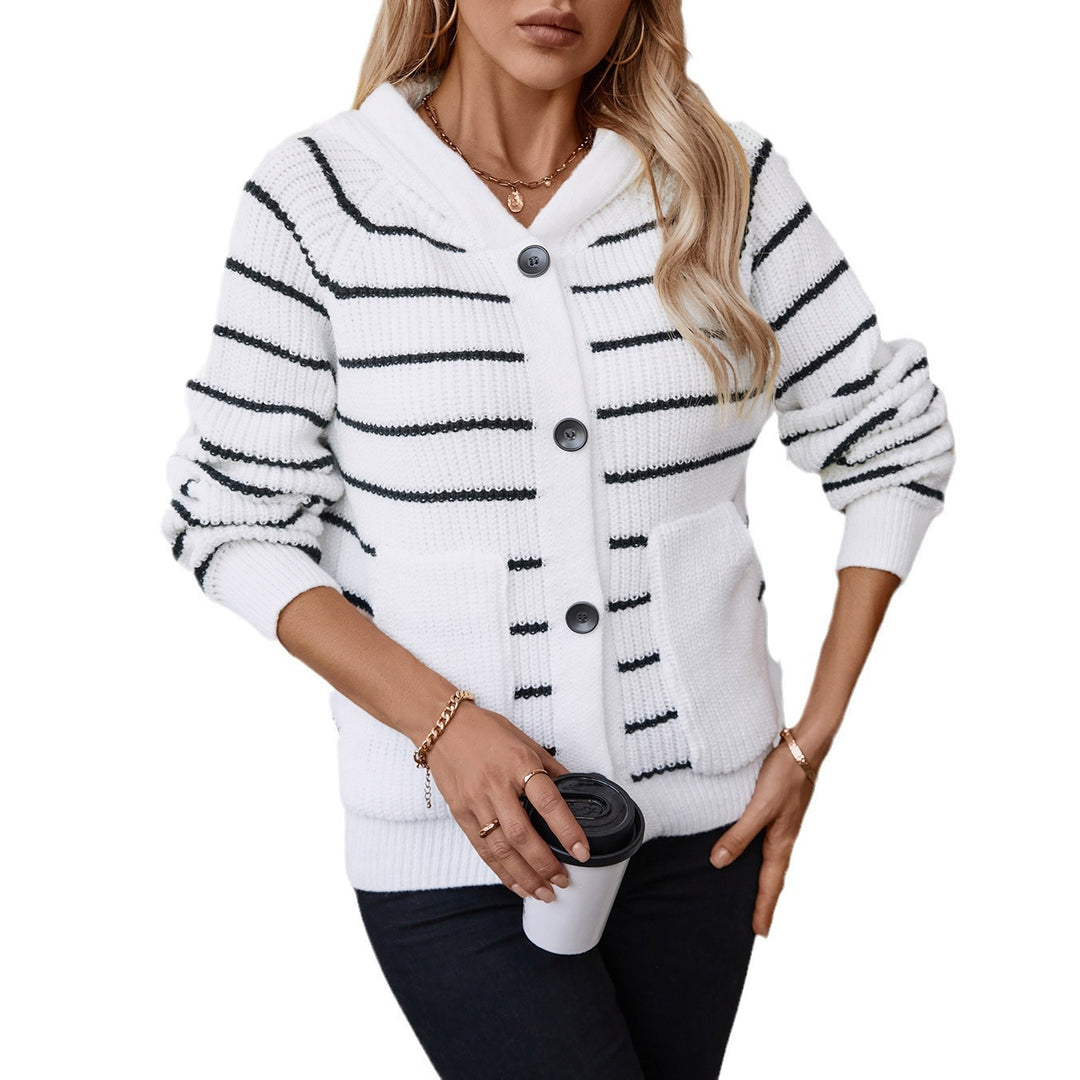 Striped jacket for women with hood and pockets Lune London