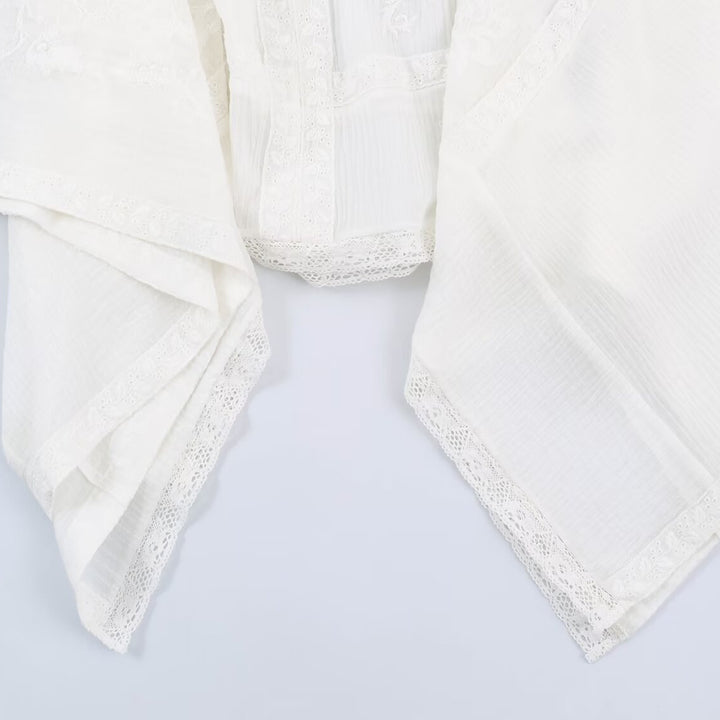 Women's Embroidered Kaftan Top with V-Neck and Wide Batwing Sleeves Amarae