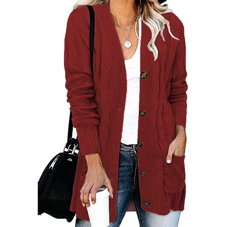 Thick knit jacket for women with large buttons and deep pockets Lune Londonl